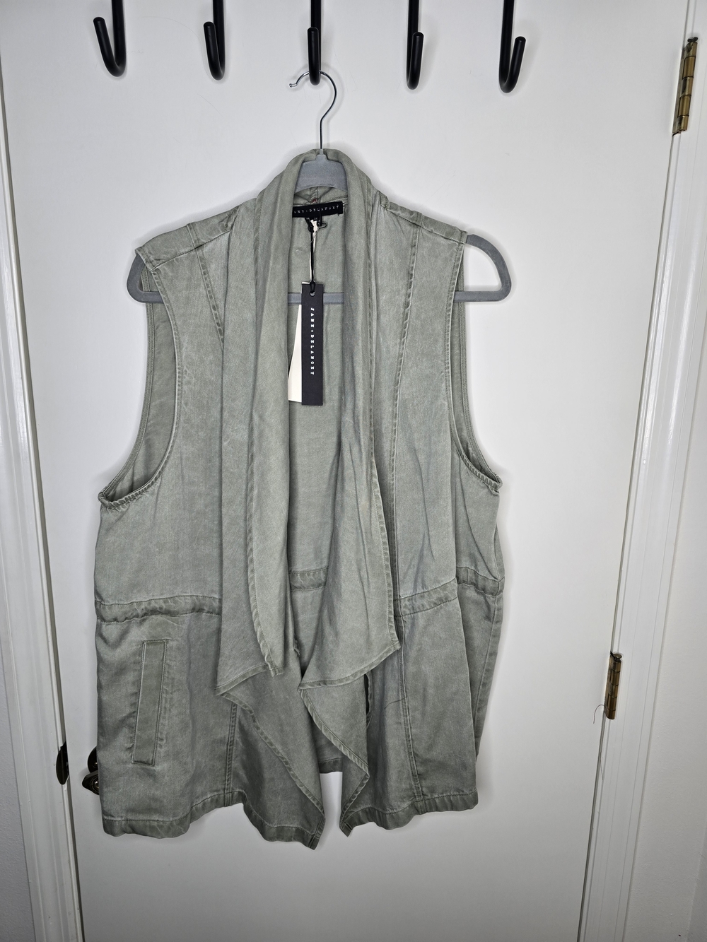 Jane and Delancey Light Sage Green Draped Vest